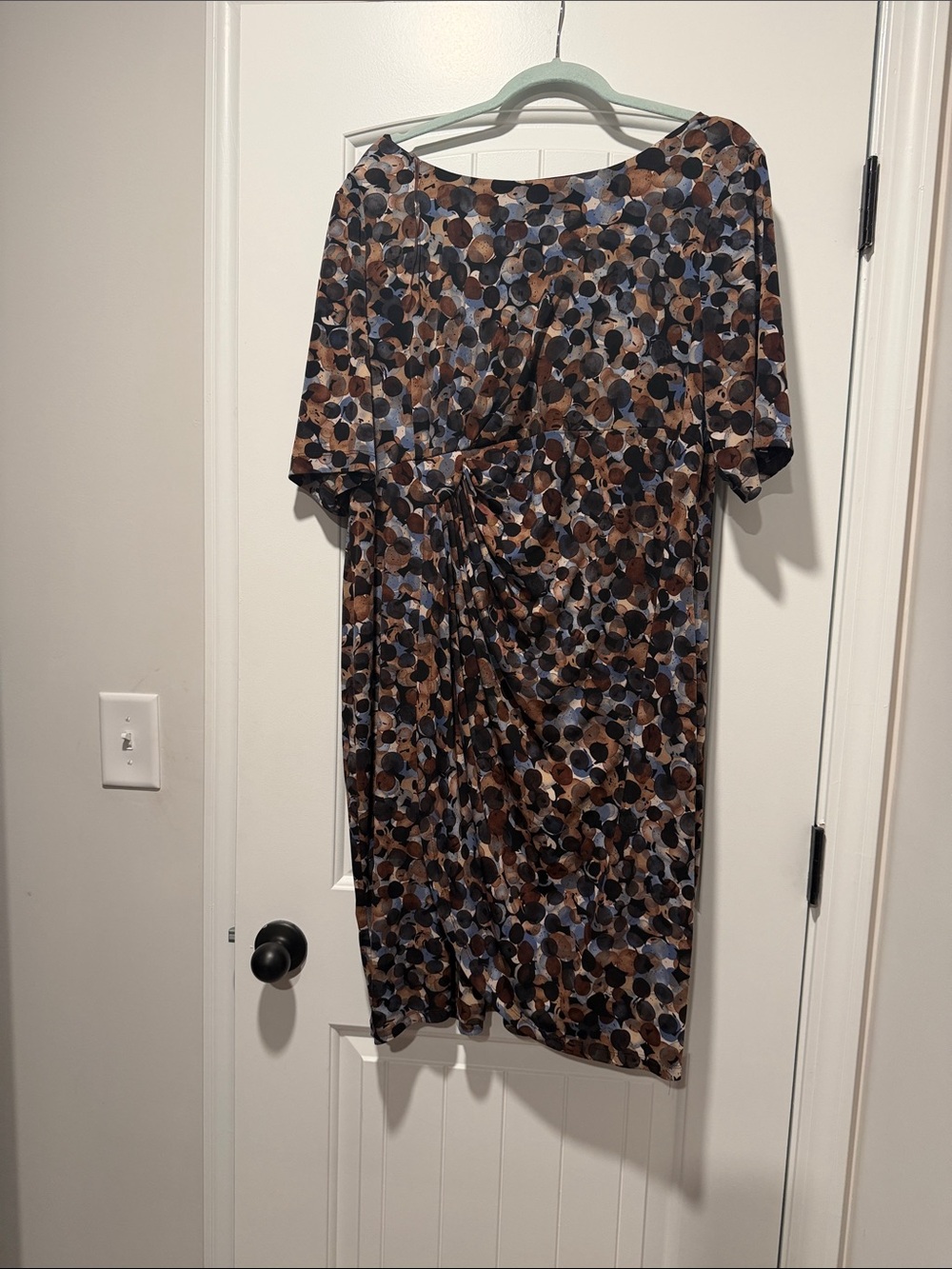 Polka Dot Midi Dress in Brown & Blue